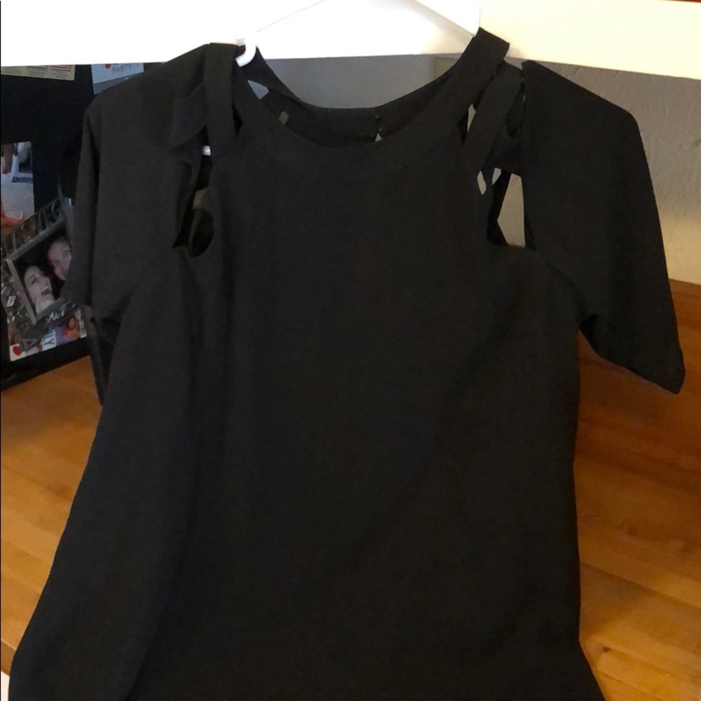 Naked zebra strappy black top medium